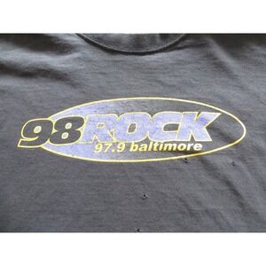 Vintage Trashed 98 Rock Shirt Mens Large Black Baltimore 97.9 FM 90s Tee